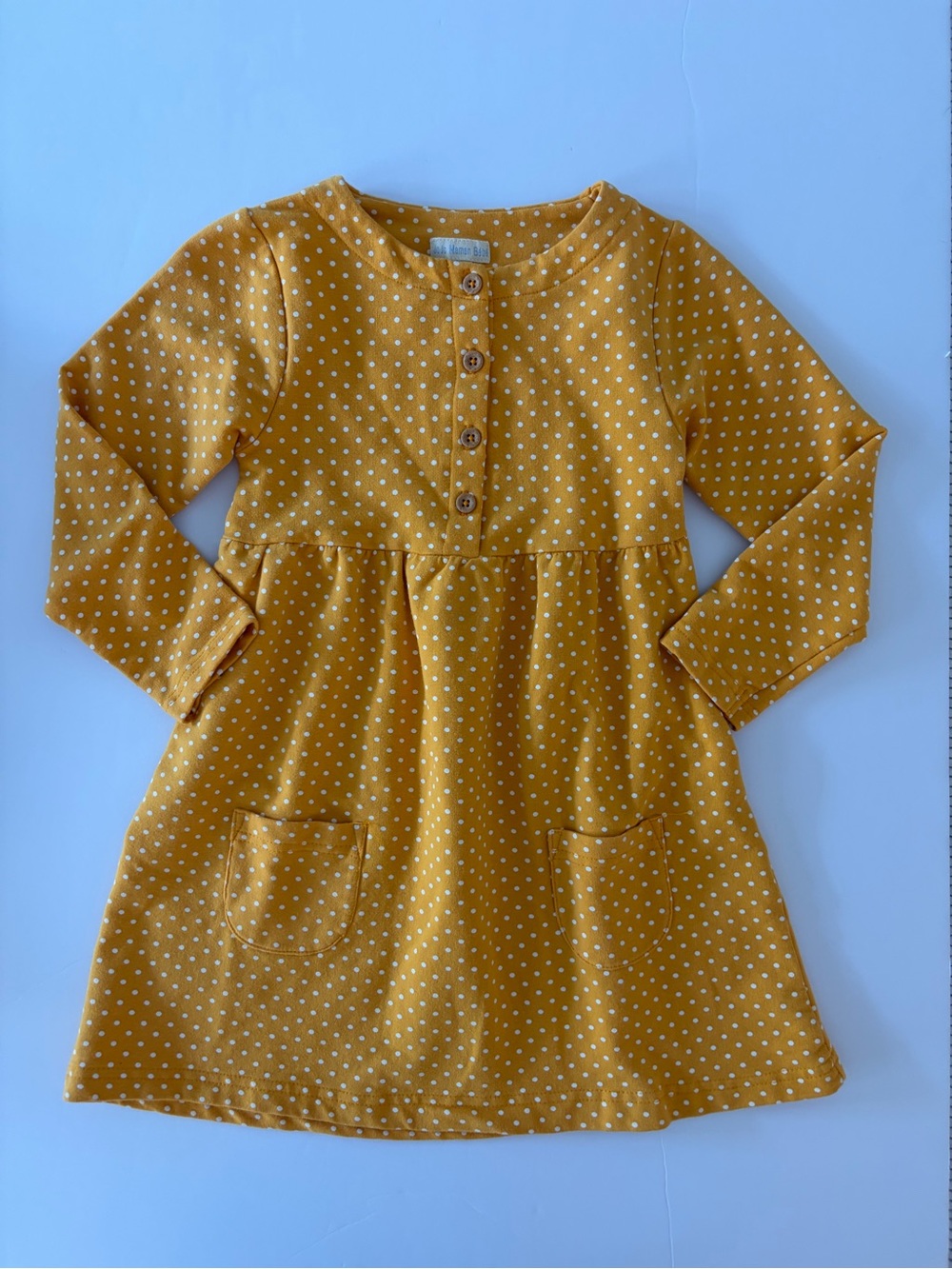 Jojo Mamen Bebe Baby Girl Long Sleeve Jersey Dress With Pockets Size 4-5Y